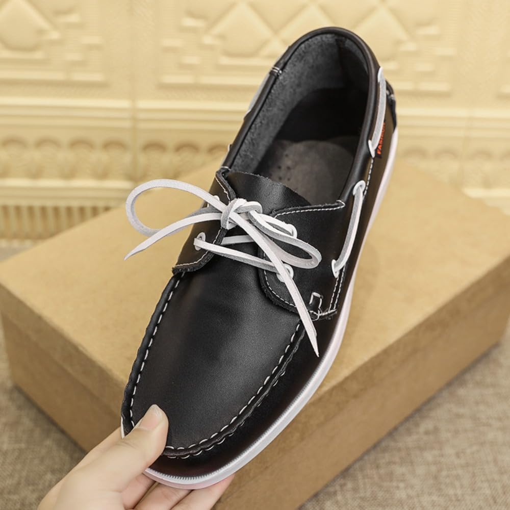 Herren Damen Bootsschuhe Leder Boat&Deck Schuhe Classic Segelschuhe Freizeitlederschuhe Große Größen 46 47 für Freizeit und Business Elegante Herrenschuhe