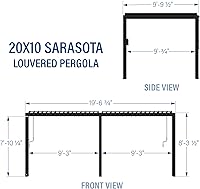 Vista 8 de Backyard Discovery Sarasota 20' x 10' Galvanized Steel Louvered Pergola Kit with Adjustable Roof, Shade, Rain Protection, High-Wind Rating, Gutter