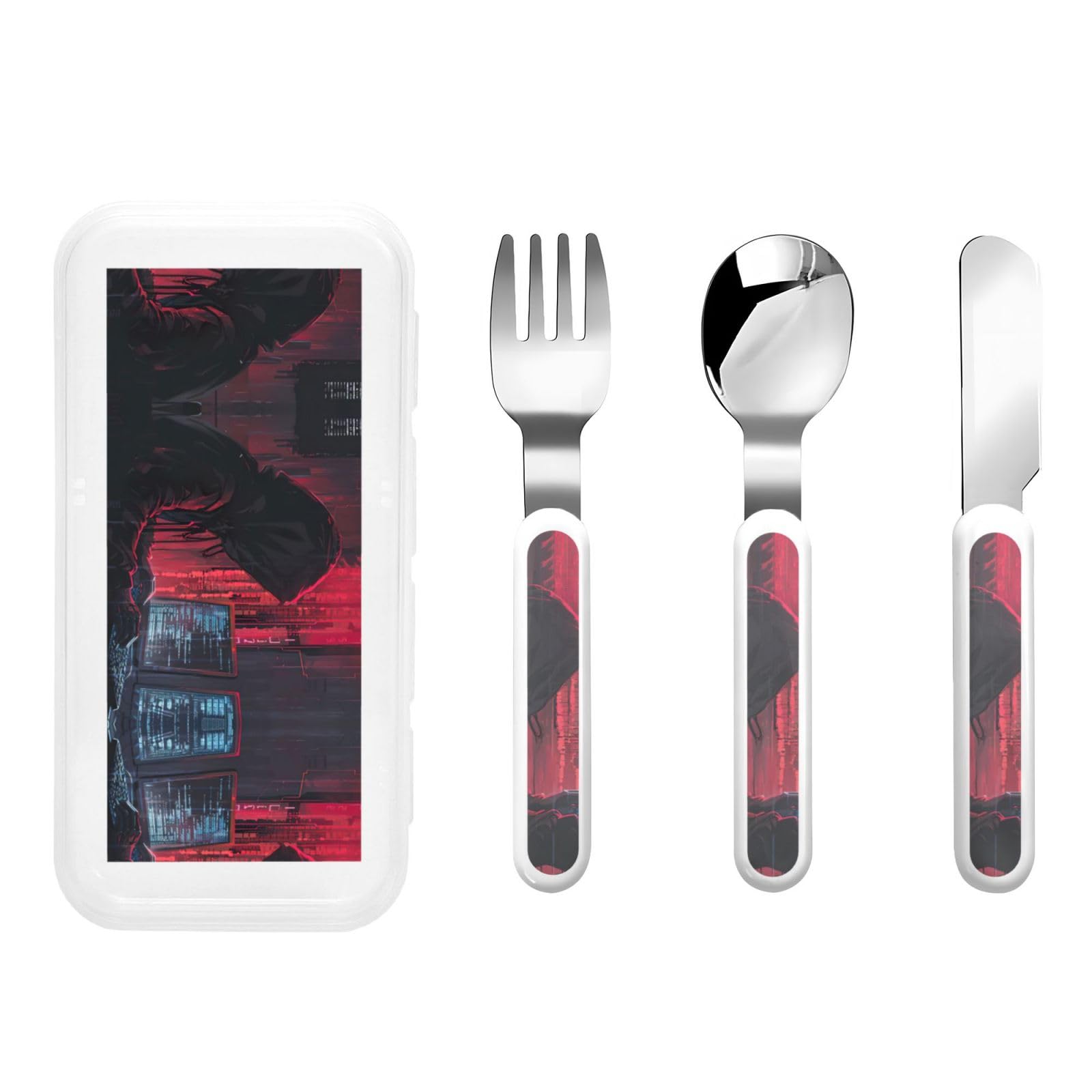 Hacker Attack Stainless Steel Cutlery Set, Stainless Steel Cutlery Fork Spoon and Knife for Daily Meals