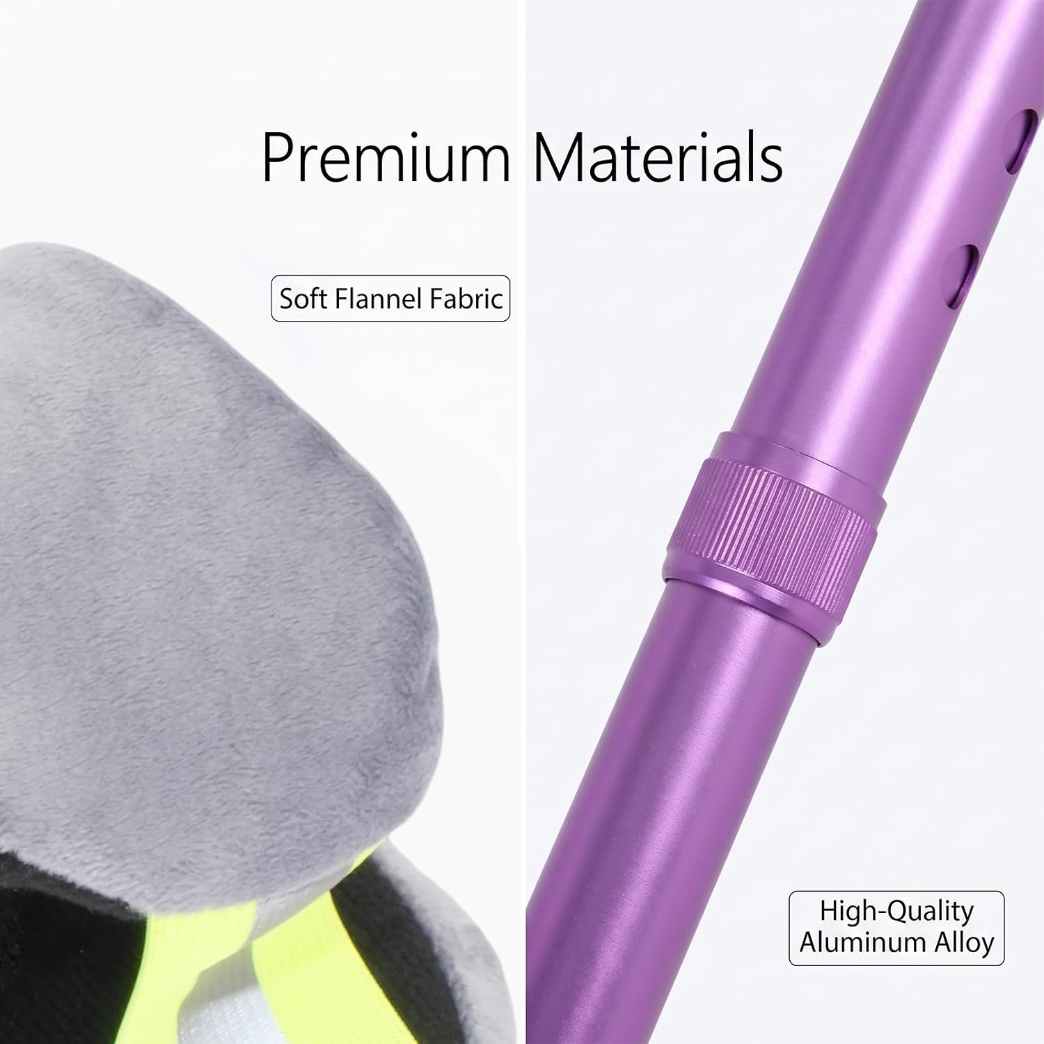 Purple Forearm Crutches for Adults, Dutch Velvet Gray Pads, Lightweight Adjustable Aluminum, Anti-Slip Tips & Comfortable Grips for Injury Recovery (1 Pair)