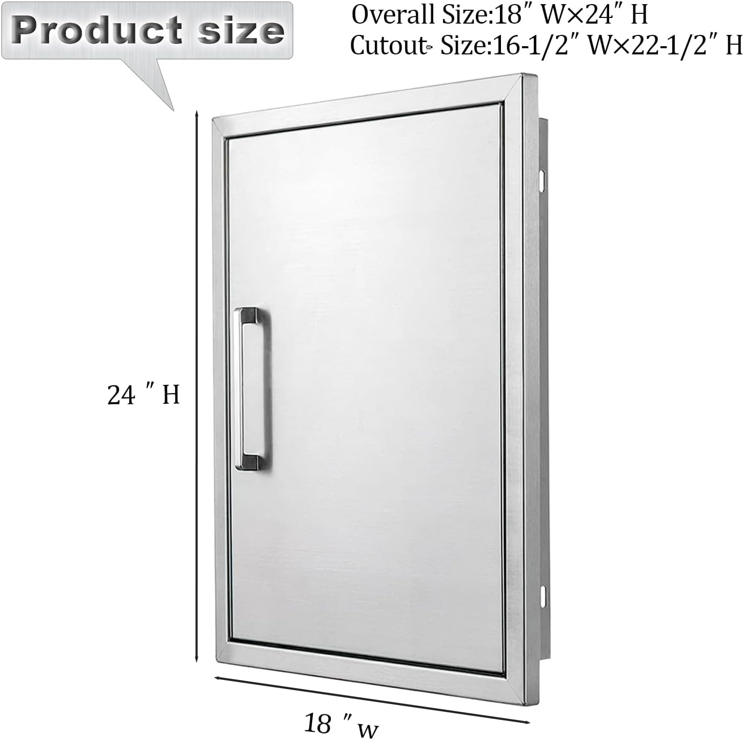 Outdoor Kitchen Door, 18 "W24 H Outdoor Kitchen Access Door, Stainless Steel Barbecue Single Door, Can Be Used for Outdoor Kitchen Island Or Outdoor Kitchen