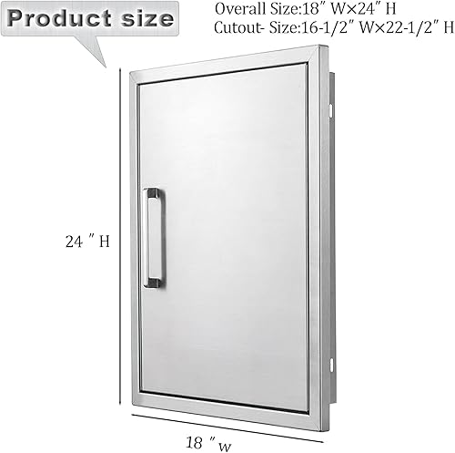 Miniatura 3 de Atatod Puerta de cocina al aire libre, puerta de acceso de cocina al aire libre de 18 "W24 H, barbacoa de acero inoxidable puerta única, se puede