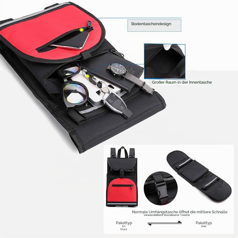 Skateboard-Rucksack, normale Skateboard-Tasche, Skateboard-Schultergurt, verstellbare Schultertasche, faltbarer Tragerucksack