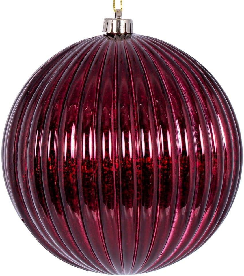 Vickerman 696002-6" Burgundy Mercury Lined Ball Christmas Tree Ornament (4 pack) (N162465)