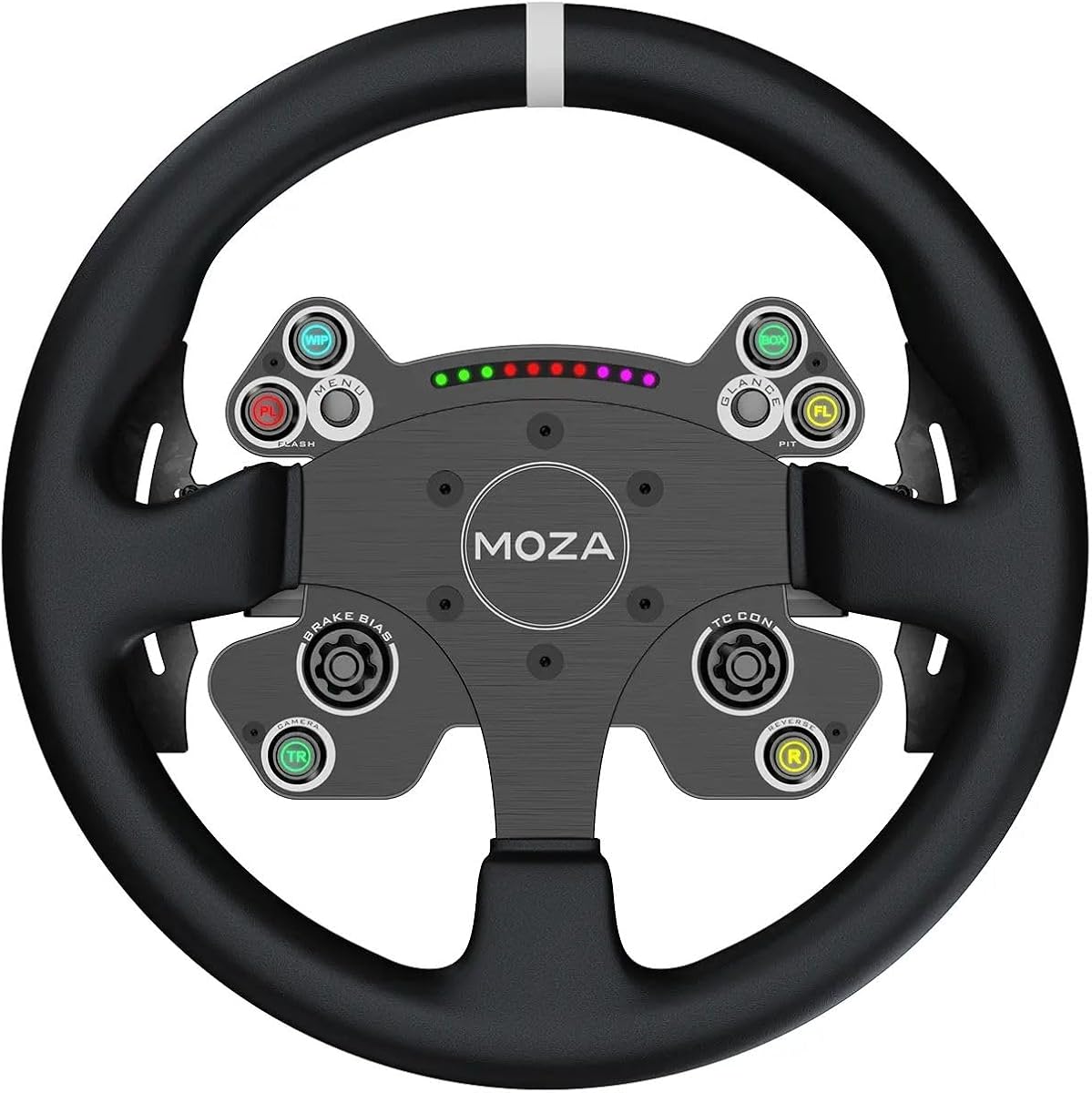 MOZA CS V2P Sim Racing Steering Wheel 13-inch for PC, Black | 10 RGB Lights, 6 programmable buttons and 2 Joysticks, Aviation Grade Aluminum Alloy Rim