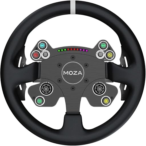 MOZA CS V2P Racing Wheel for PC Gaming Steering Wheel, 13 Inch Aviation Grade Aluminum Alloy Rim, Carbon Fiber paddles, RGB Indicator, Pressable Joysticks and customizable controls
