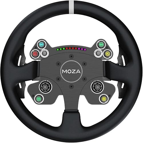 MOZA CS V2P Racing Wheel for PC Gaming Steering Wheel, 13 Inch Aviation Grade Aluminum Alloy Rim, Carbon Fiber paddles, RGB Indicator, Pressable Joysticks and customizable controls