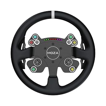 MOZA CS V2P Racing Wheel for PC Gaming Steering Wheel, 13 Inch Aviation Grade Aluminum Alloy Rim, Carbon Fiber paddles, RGB Indicator, Pressable Joysticks and customizable controls