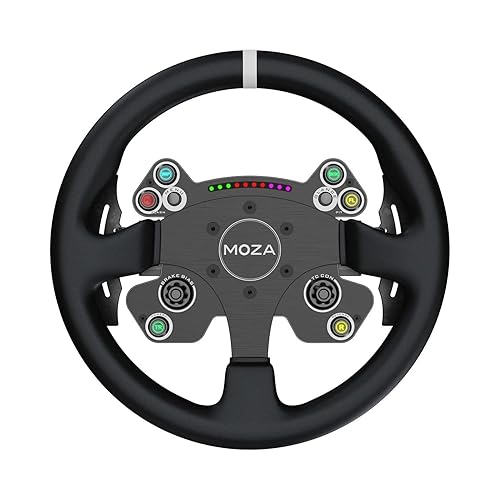 MOZA CS V2P Racing Wheel for PC Gaming Steering Wheel, 13 Inch Aviation Grade Aluminum Alloy Rim, Carbon Fiber paddles, RGB Indicator, Pressable Joysticks and customizable controls