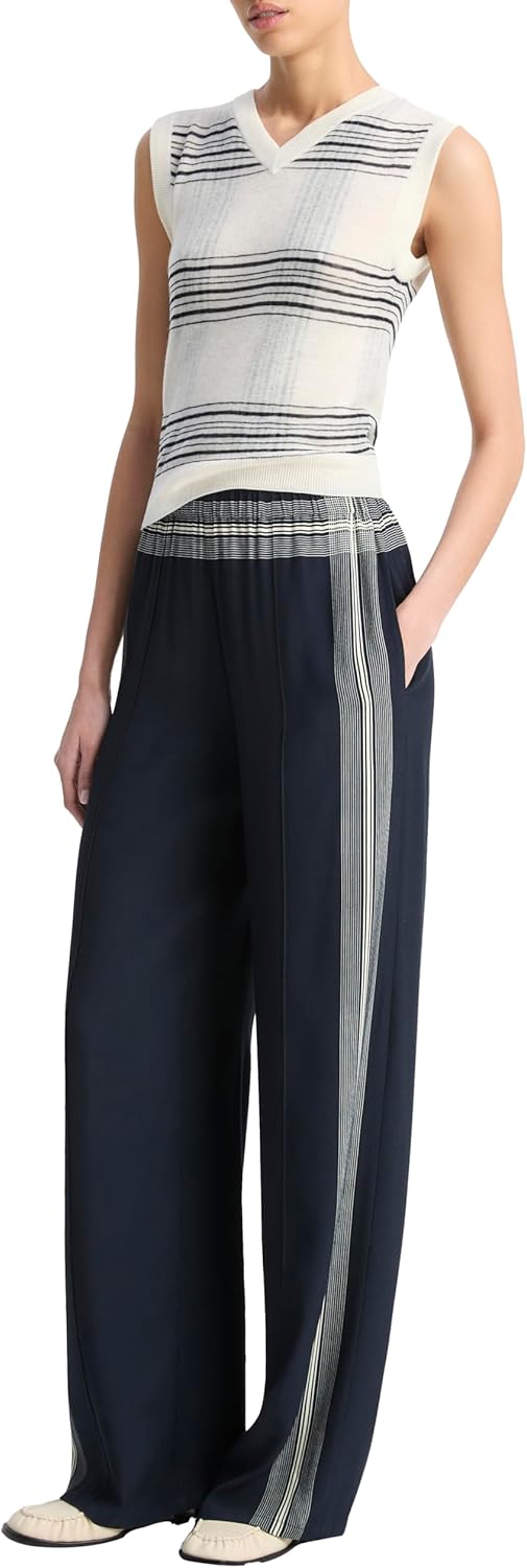 Vince Women's Mid Rise Placed Stripe Pull on Pant - Image 2