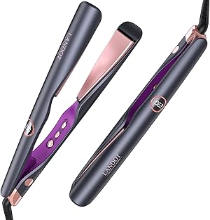 Glätteisen Locken und Glätten 2 in 1: LANDOT Haarglätter Lockenstab - Geschwungene Stylingplatten zum Glätten Locken Wellen - Verstellbarer Temperatur 120℃-230℃