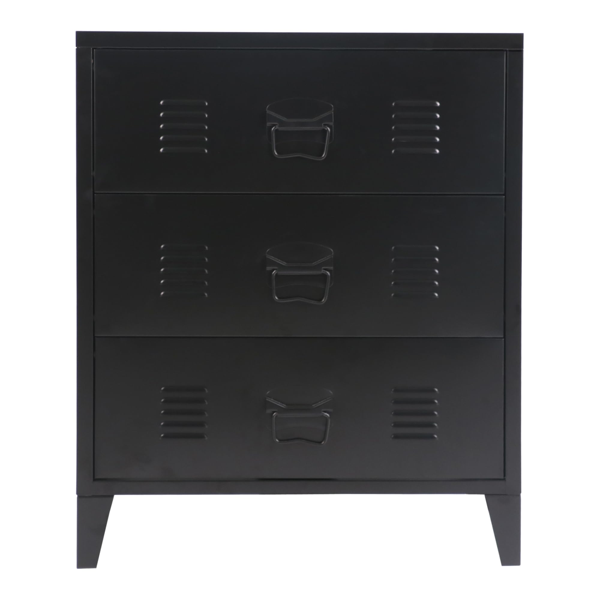 [en.casa] Cassettiera in Acciaio Comò con 3 Cassetti Organizzatore da Ufficio Soggiorno Mobile Contenitore per Archivio 72 x 60 x 40 cm - Nero