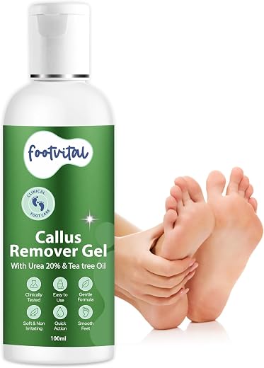 Footvital Foot Care Gel with Urea &amp; Tea Tree Oil – 100 ml - Skin Softening &amp; Smoothing Gel for Rough-Feeling Feet, Daily F...
