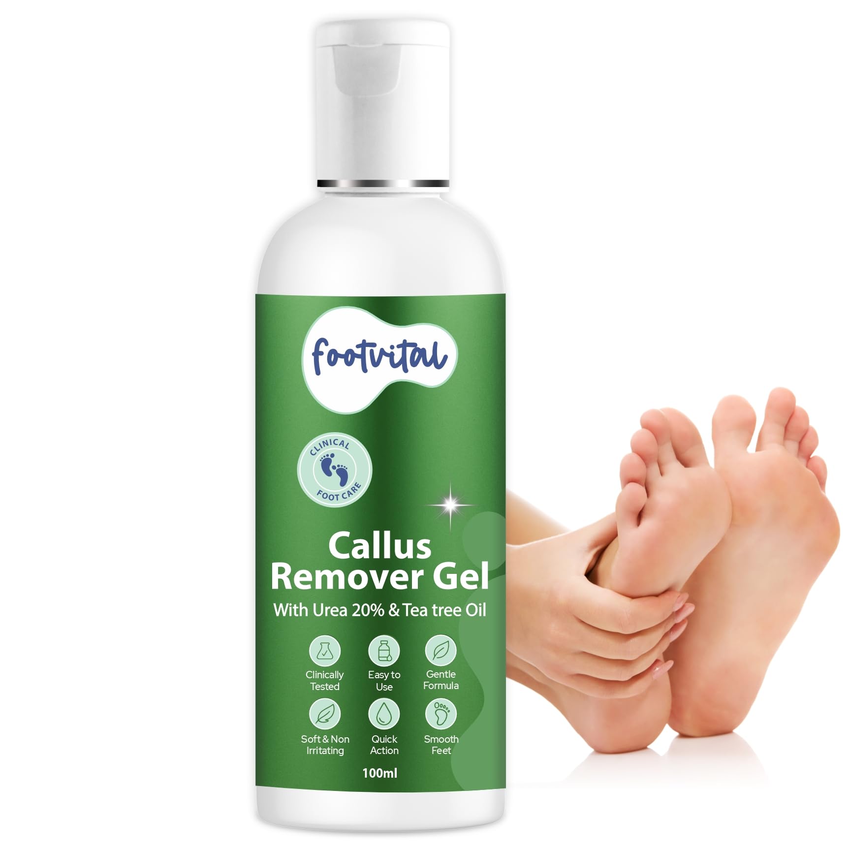 Footvital Foot Care Gel with Urea & Tea Tree Oil – 100 ml - Skin Softening & Smoothing Gel for Rough-Feeling Feet, Daily Foot Care Formula-image-17