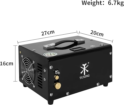 Miniatura 7 de TUXING Compresor de aire PCP 4500 Psi, 30 Mpa Compresor portátil de pistola de aire PCP con convertidor externo, alimentado por 12 V DC de automóvil