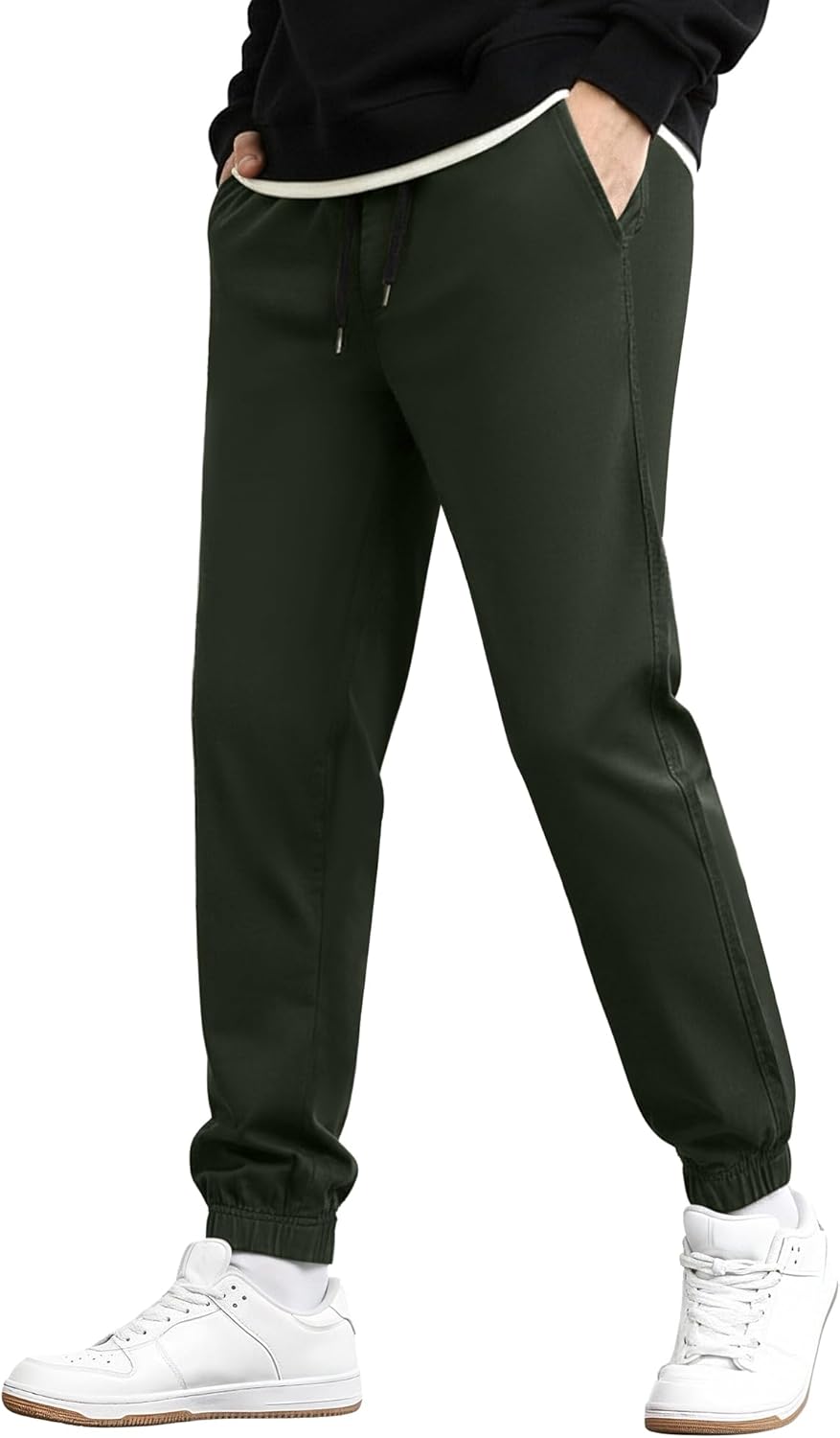 Men's Casual Chino Pants - Joggers Style Slim Fit Tapered Comfort & Durability Sweatpants