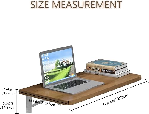 Miniatura 2 de Pmnianhua Mesa plegable de 31 pulgadas para montar en la pared, escritorio de pared plegable, escritorio flotante para oficina en casa, espacio