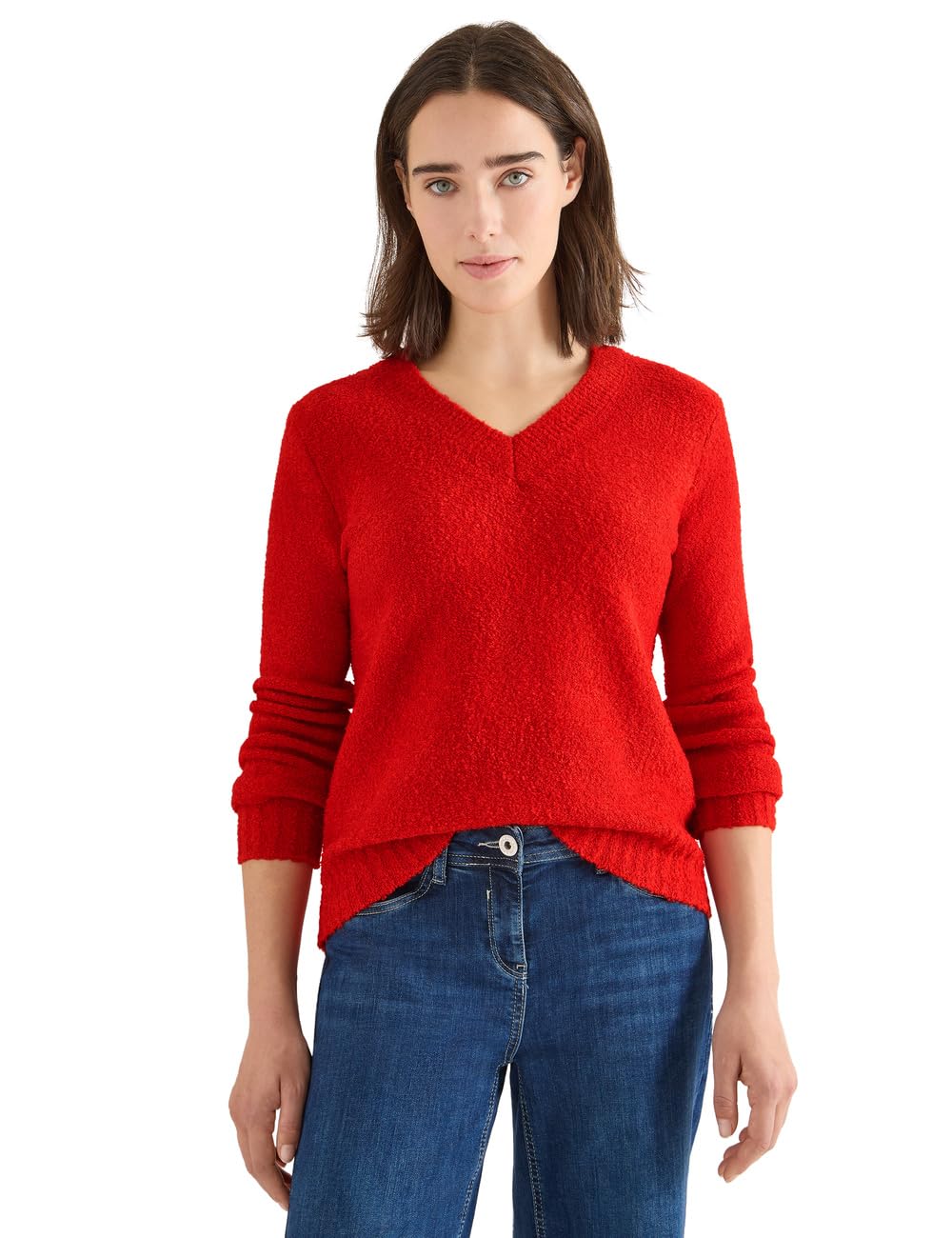 Cecil Damen Bouclé V-Neck Pullover