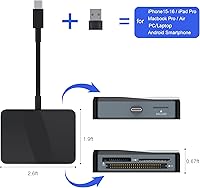 Vista 4 de Lector de tarjetas SD, 4 en 1 USB C a SD/TF/CF/MS lector de tarjetas con adaptador USB a USB C, lector de tarjetas de memoria para iPhone 17/16/15