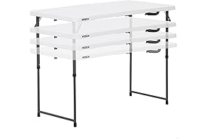 Lifetime Fold-in-Half Adjustable Folding Table - The Perfect Portable and Convenient Solution...