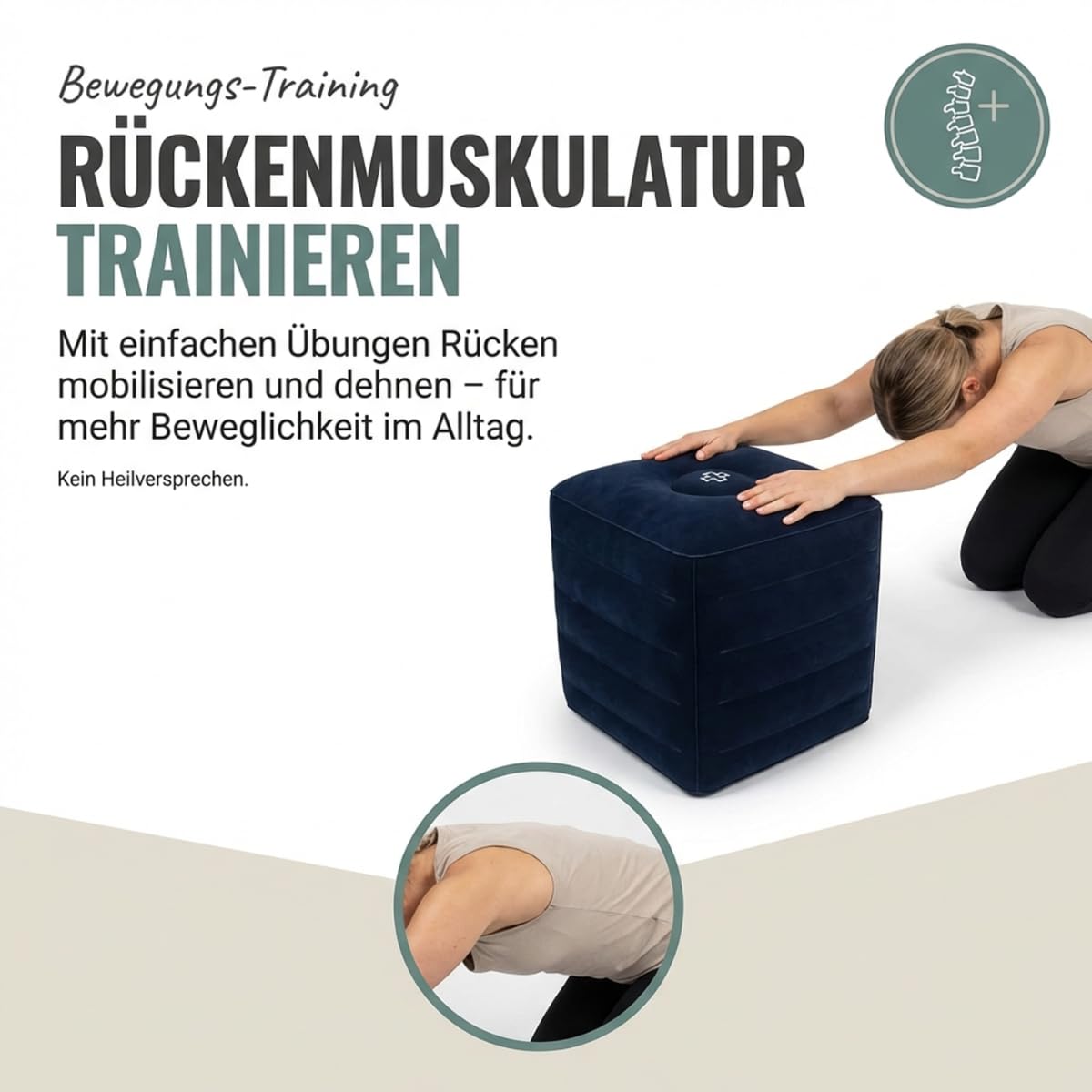 ATC Handels GmbH Nadmuchiwana kostka relaksacyjna z pompką – kostka do układania nóg i pleców – 39 x 42 x 46 cm