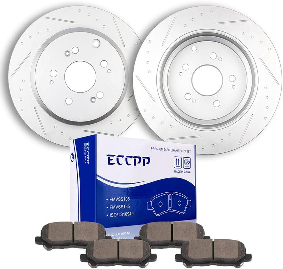 ECCPP 31469 D1585 Rear 2pcs Brake Rotors + 4pcs Pads Fit For Acura MDX 2007-2013,For Acura ZDX 2010-2013,For Honda Odyssey 2011-2017,For Honda Pilot 2009-2015