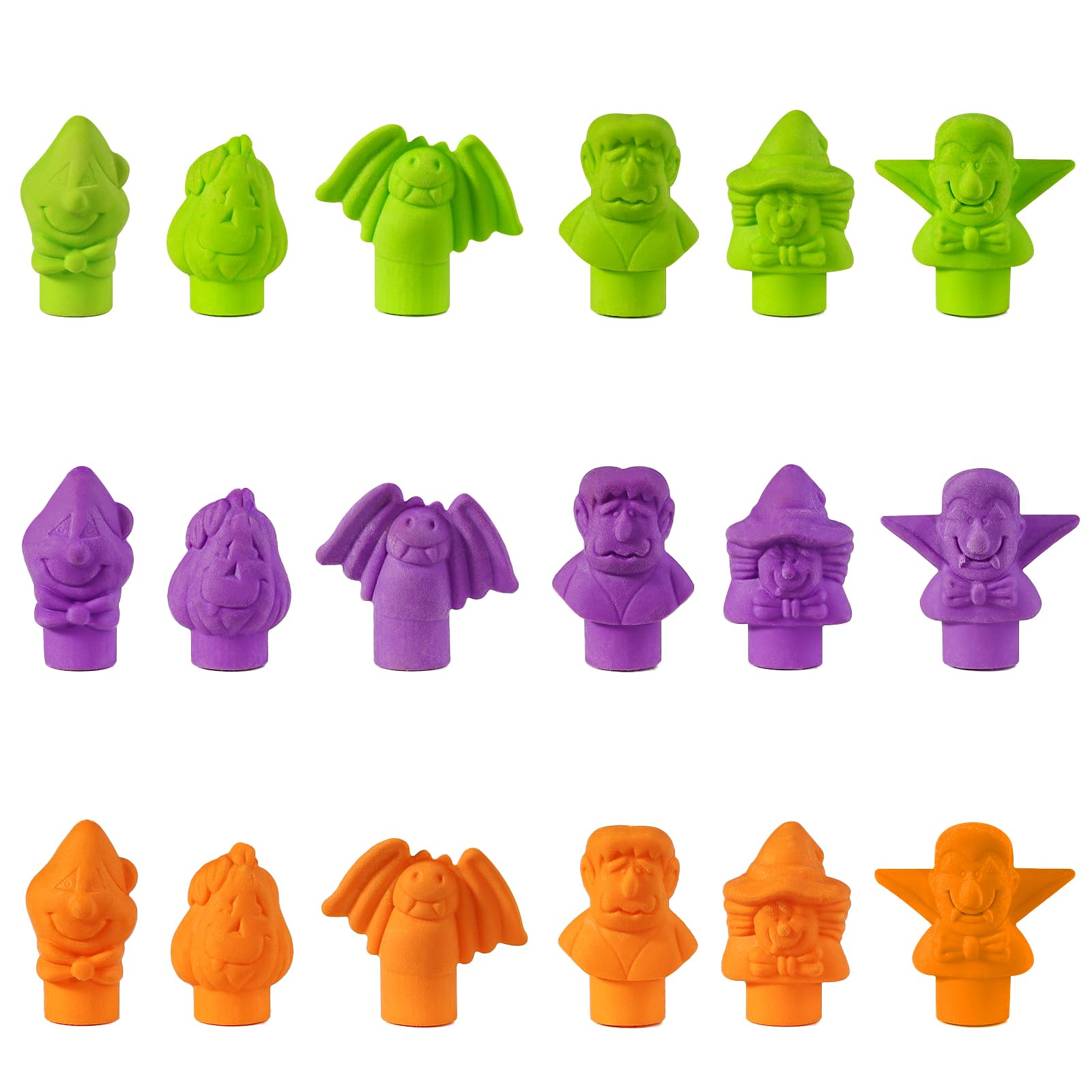 18 Pcs Pencil Cap Erasers, Assorted Tri Color Eraser Toppers for Homework, Drawing Desk Organization