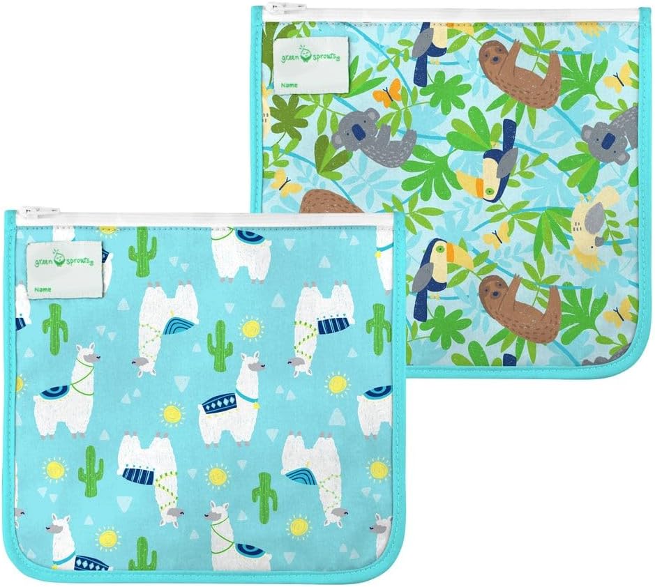 green sprouts Reusable Insulated Sandwich Bags (2 Pack) | Holds Food, Utensils, Wipes & More | Keeps Food Fresh | Food-Safe, Waterproof, Easy-Clean Material
