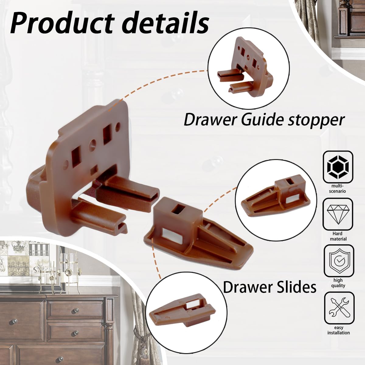 10 Sets Drawer Slides Plastic Center Mount Dresser Drawer Slides with Screws & Screwdriver