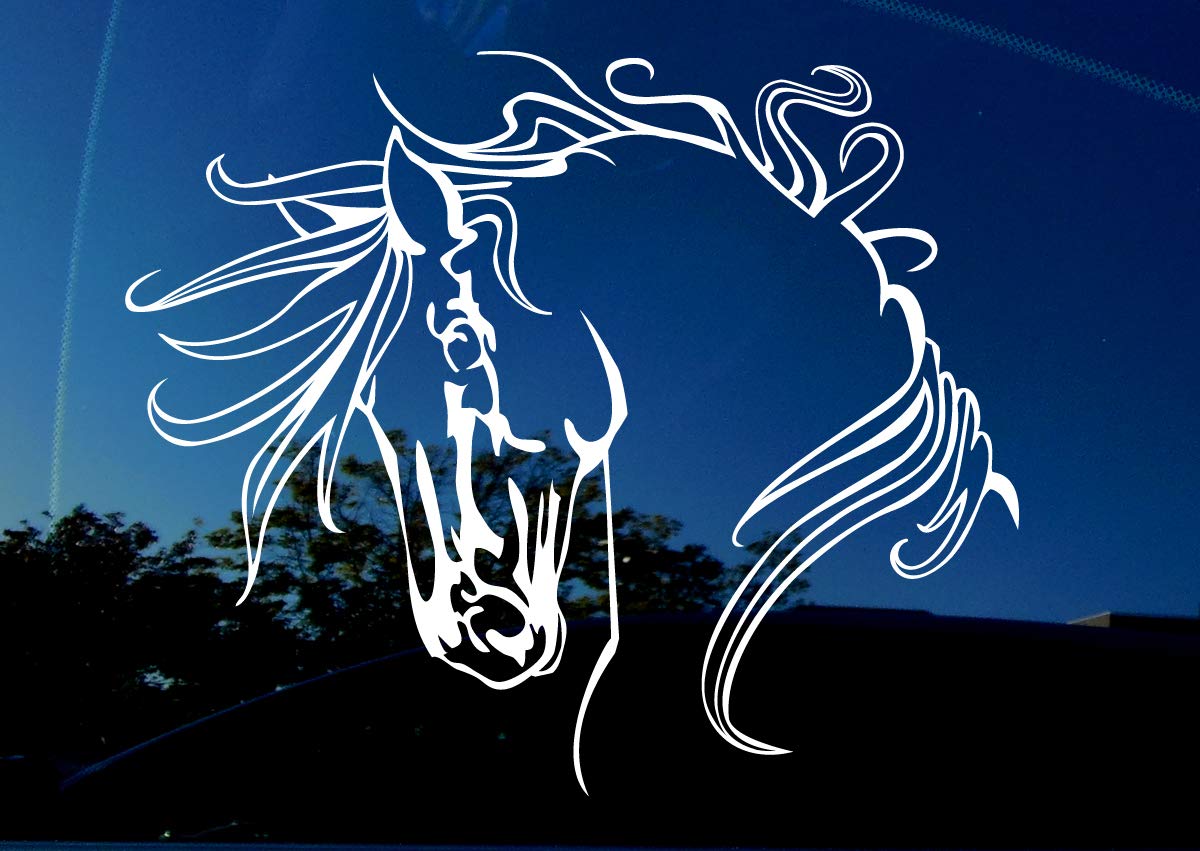 Horse Love Vinyl Decal - Horse with Wild Long Mane - AMIART® Beautiful Equestrian Art - X Large 10.2" x 8.5" Inches - Car Truck Window Trailer Sticker Horses