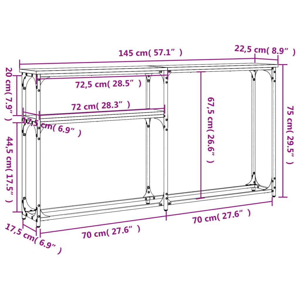vidaXL Wandtafel 103x32x95 cm bewerkt hout zwart, bijzettafel, woonkamertafel, halkastje, console tafel, gangkastje, haltafeltje, gangtafeltje