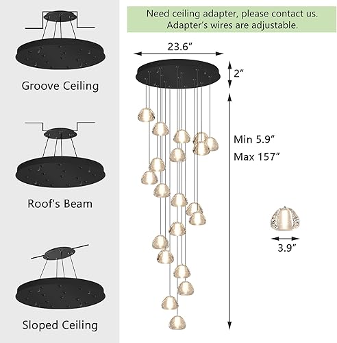 Miniatura 2 de Candelabros de cristal modernos LED Iluminación de techo Foyer Lámpara de techo grande para escalera Sala de estar Pasillo Entrada