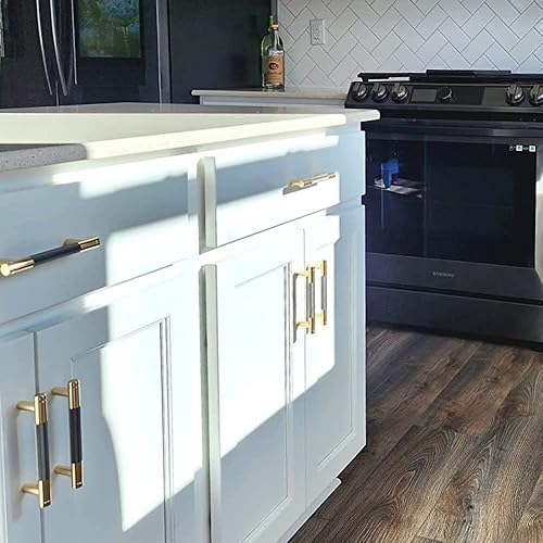 Miniatura 3 de Paquete de 30 tiradores de gabinete dorados y grises de 3 34 pulgadas de 3 34 pulgadas, manijas de aluminio, tiradores de cajón moleteados, acabado