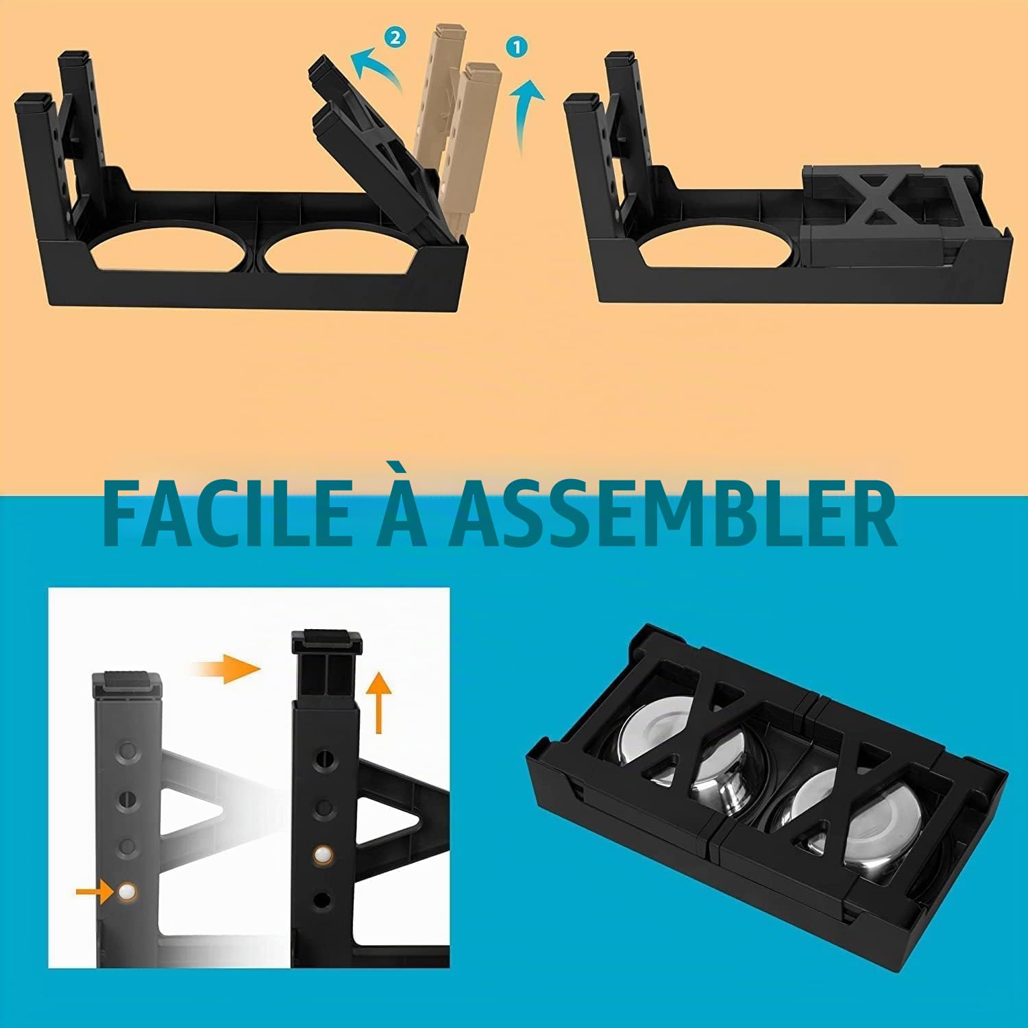 Romicta Gamelle surélevée pour Chiens de Grande Taille avec 2 gamelles en Acier Inoxydable de 1200 ML et 1 Gamelle Anti-Glouton - pour Chiens de Taille Moyenne et Grande - 5 hauteurs réglables