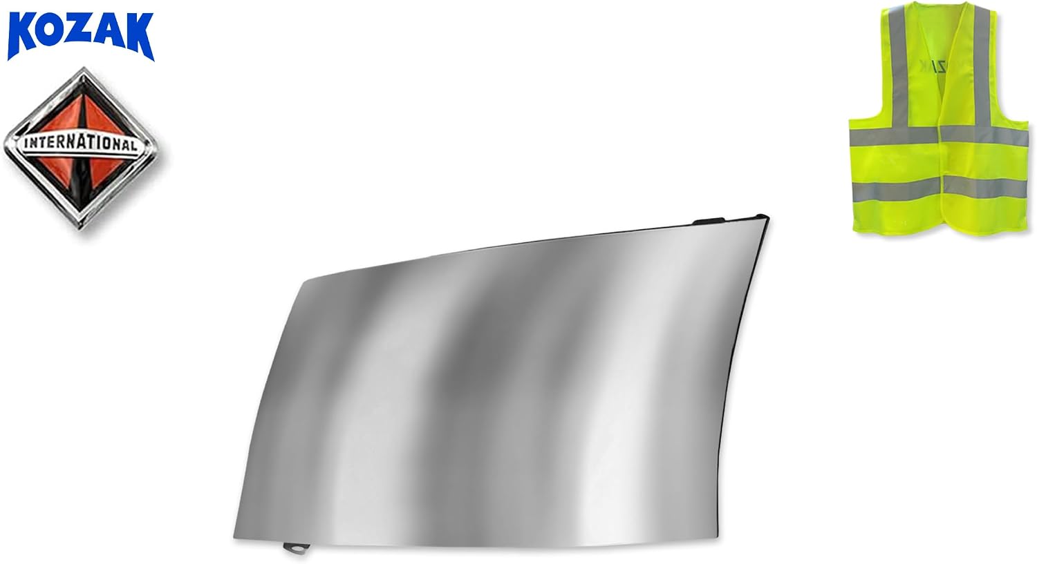KOZAK Bumper End Corner Chrome Trim (Left Driver Side) Compatible with International Prostar 2008-2015 PLUS Logo and KOZAK Vest