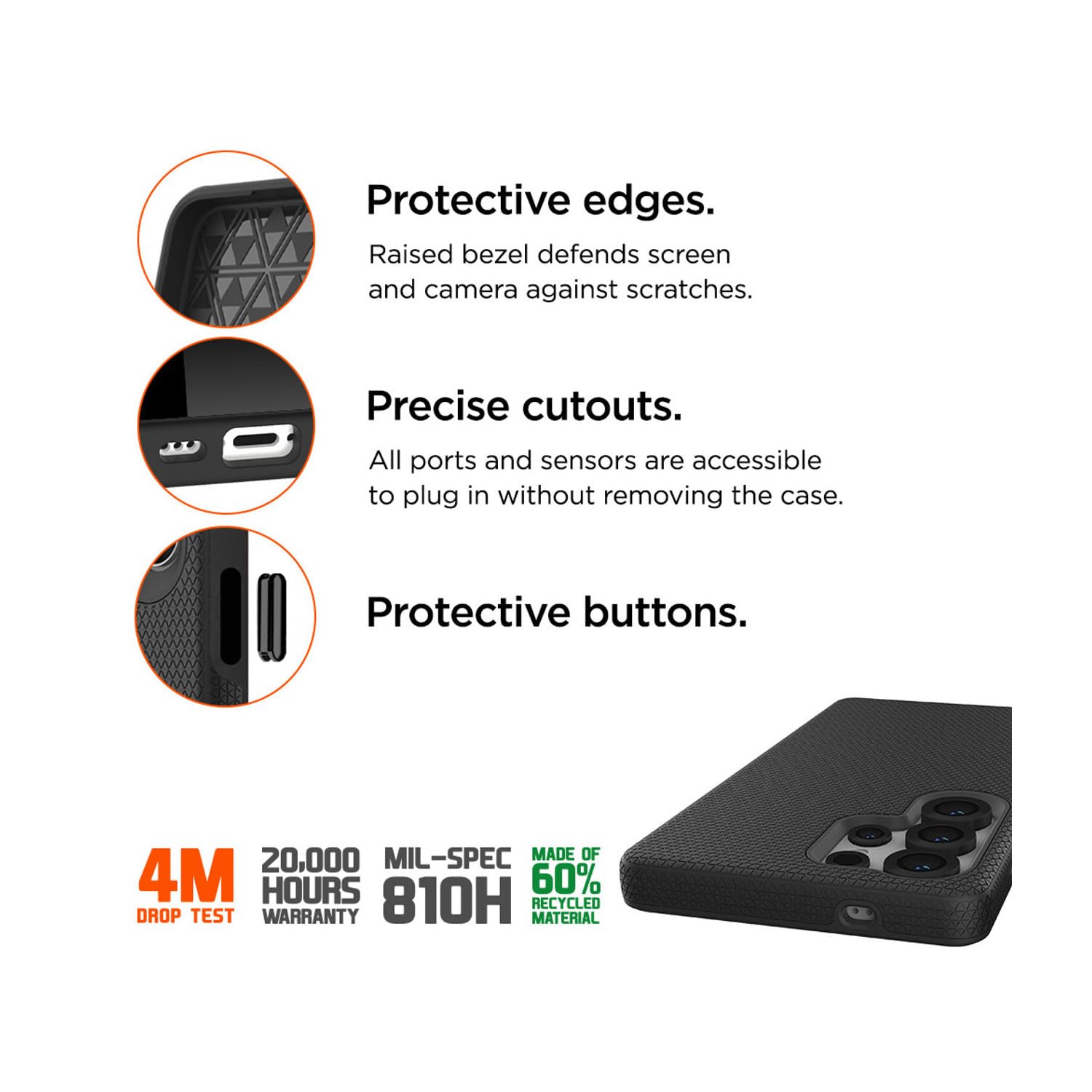 EIGER Coque Rigide Noire Ultra-renforcée Polycarbonate *Drop-Test 4 Metres* pour Samsung Galaxy A36 5G / A56 / A37 5G