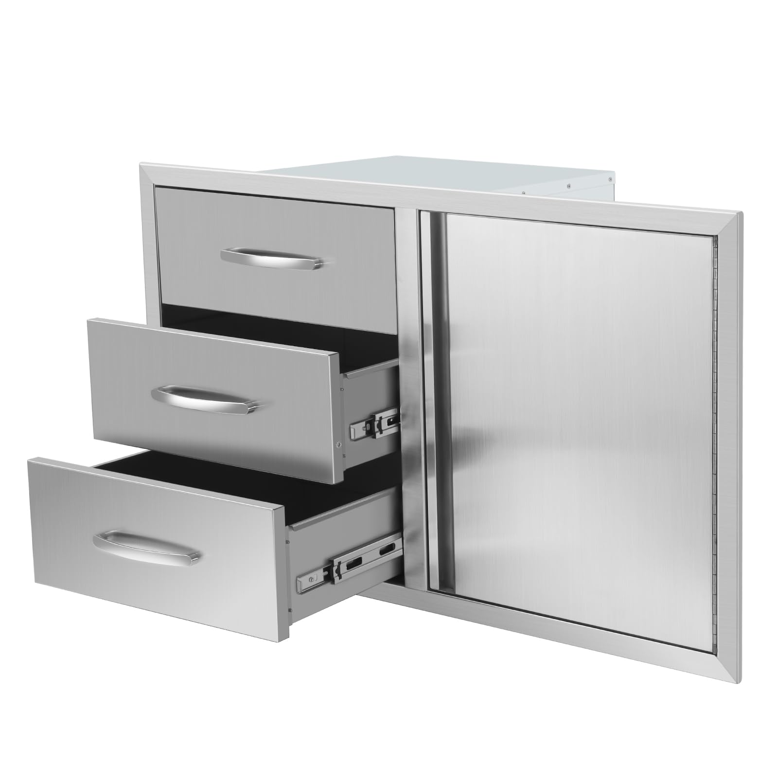Outdoor Kitchen Drawer Combo, BBQ Access Trash Drawer Combo With Stainless Steel, Outdoor Kitchen Trash Drawer For BBQ Island, Grilling Station,
