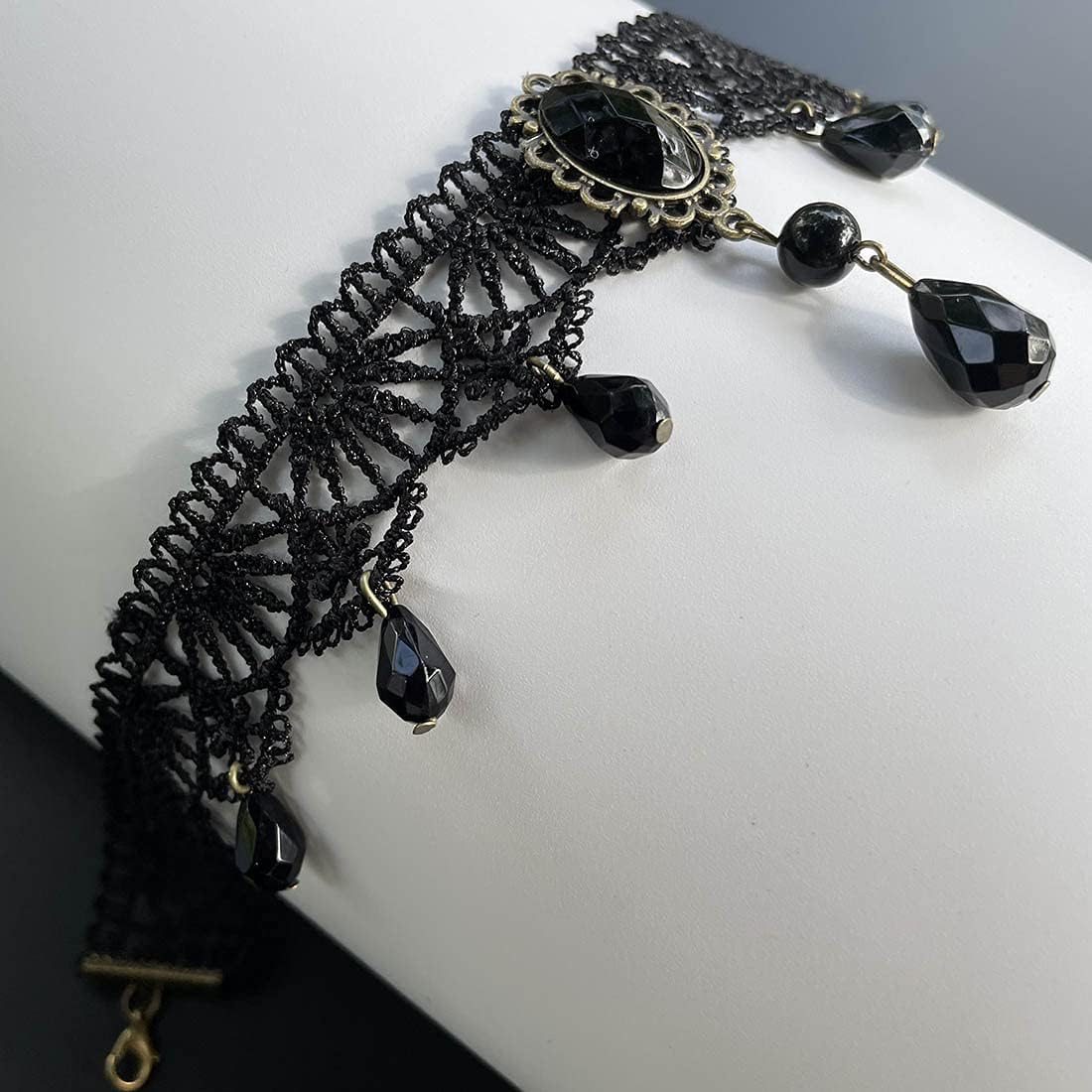Prosy Gothic Black Lace Choker Necklaces Tassel Collar Choker Jewelry Adjustable for Women and Girls - Image 5