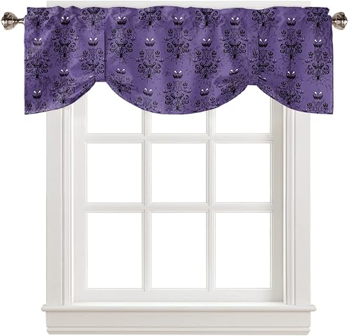 T&H XHome Cenefas de amarre para ventanas de cocina, casa fantasma embrujada de Halloween, mansión de araña, bolsillo para barra, cenefa de ventana
