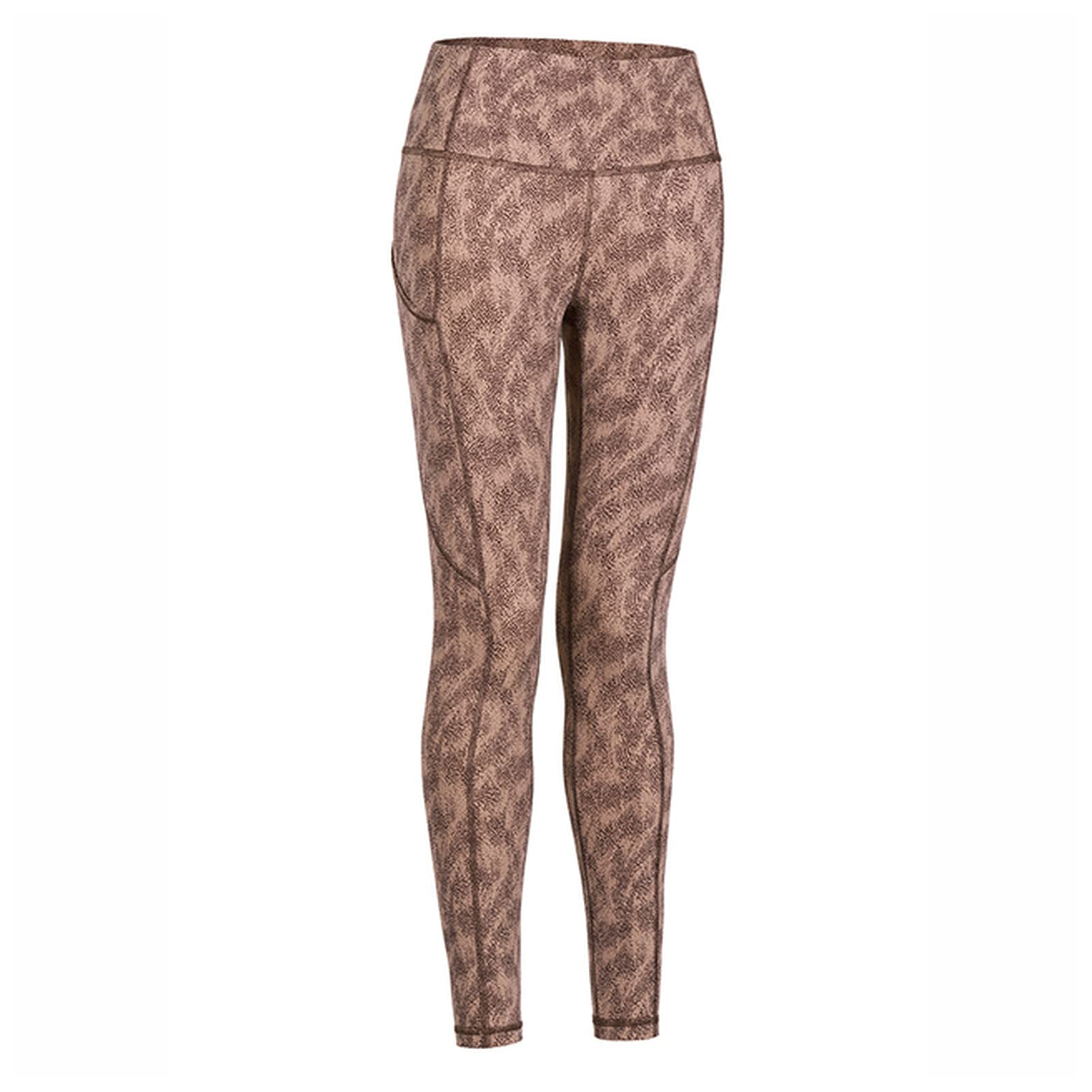 Polainas Impermeables Pantalones de yoga de cintura alta de las mujeres con bolsillos desnudos sentimientos de entrenamiento Leggings Polainas Trail Running ( Color : Litchi grain39 , Size : X-Large )