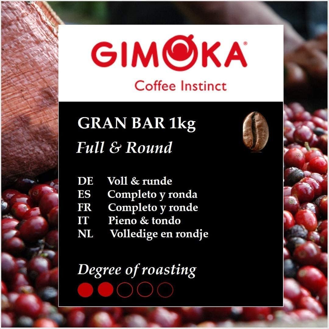 Gimoka Gran Bar Kaffeebohnen, Reichhaltig und Cremig, 6 x 1 kg Packungen, + keyring italy shop service