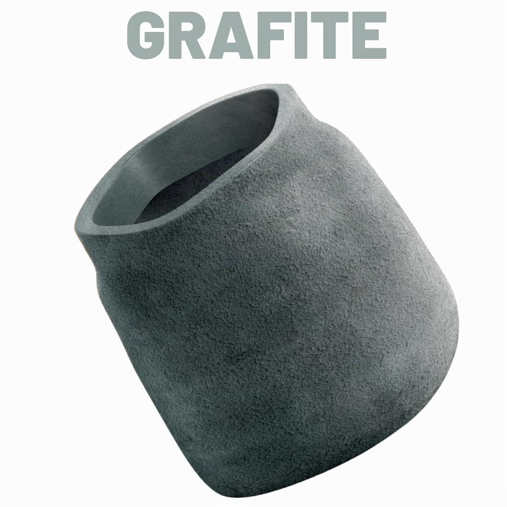 Fioriera Rotonda Grande 40 cm, Grafite, Inserto Fisso, Effetto Cemento, 37 l, Per Giardino/Balcone/Interni, Facile Da Pulire | Ideale per giardino, balcone e interni, con inserto fisso e effetto cemento naturale, robusto e facile da pulire