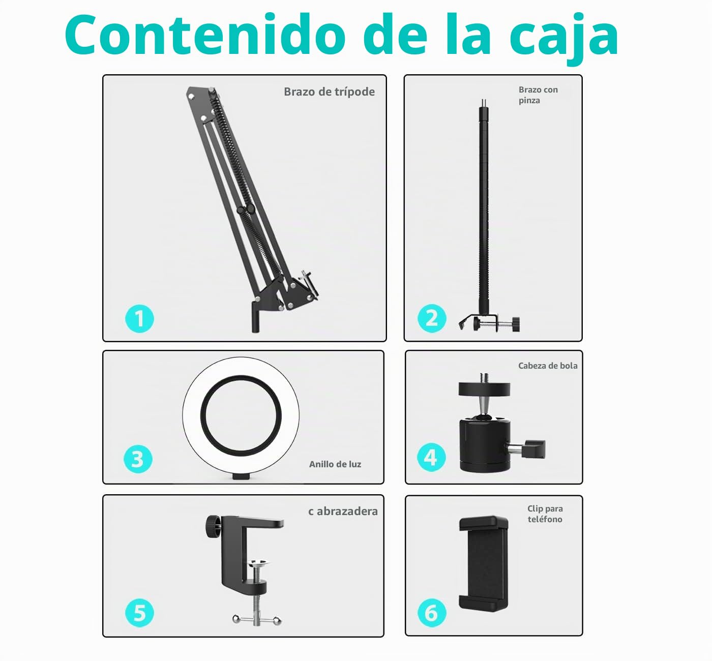 Soporte de teléfono Superior con Anillo de luz, Soporte articulado Flexible Compatible con iPhone, cámara Web Logitech, trípode de Escritorio para Youtube Live Stream Cocina, grabación de Video de