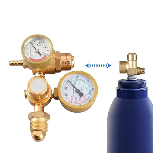 Miniatura 3 de Regulador de soldadura de gas Caudalímetro de CO2 de argón para soldadura MIG TIG Válvula de presión de cilindro 4500psi Salida de 1/4 in