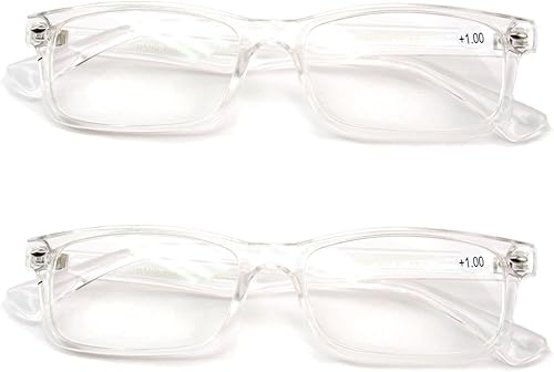 2 pares de gafas de lectura rectangulares de moda casual lectores simples elegantes