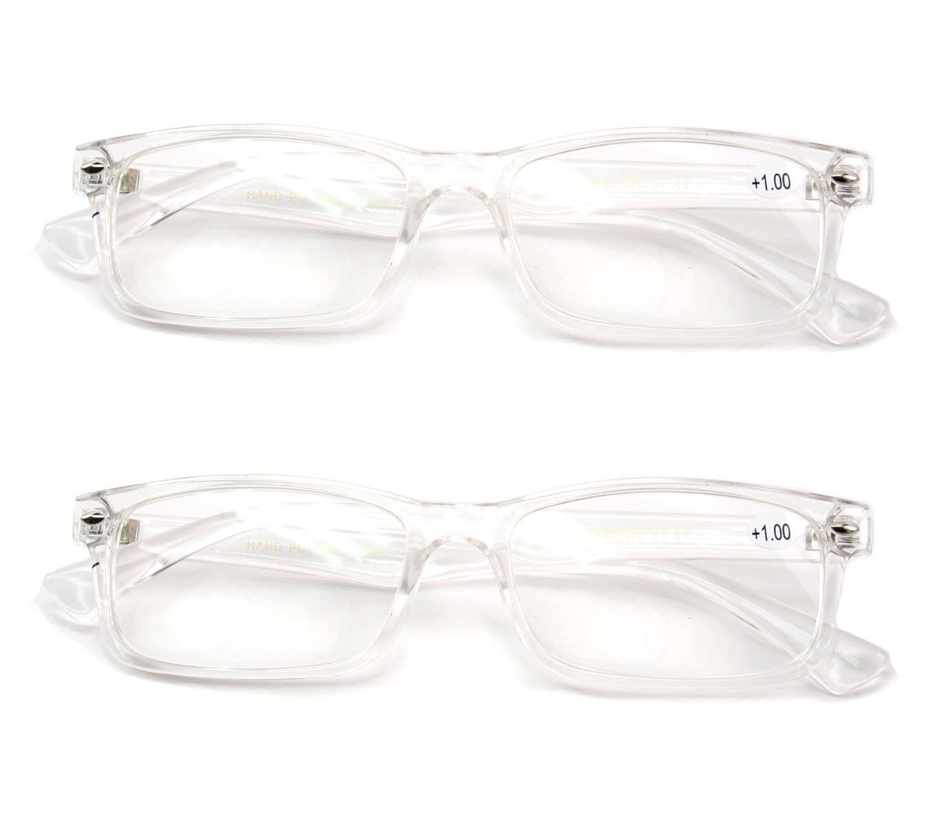 Vision World Eyewear 2 Paires De Lunettes De Lecture Rectangulaires - Lecteurs Simples Grossissement Rx (clair, 2,25)