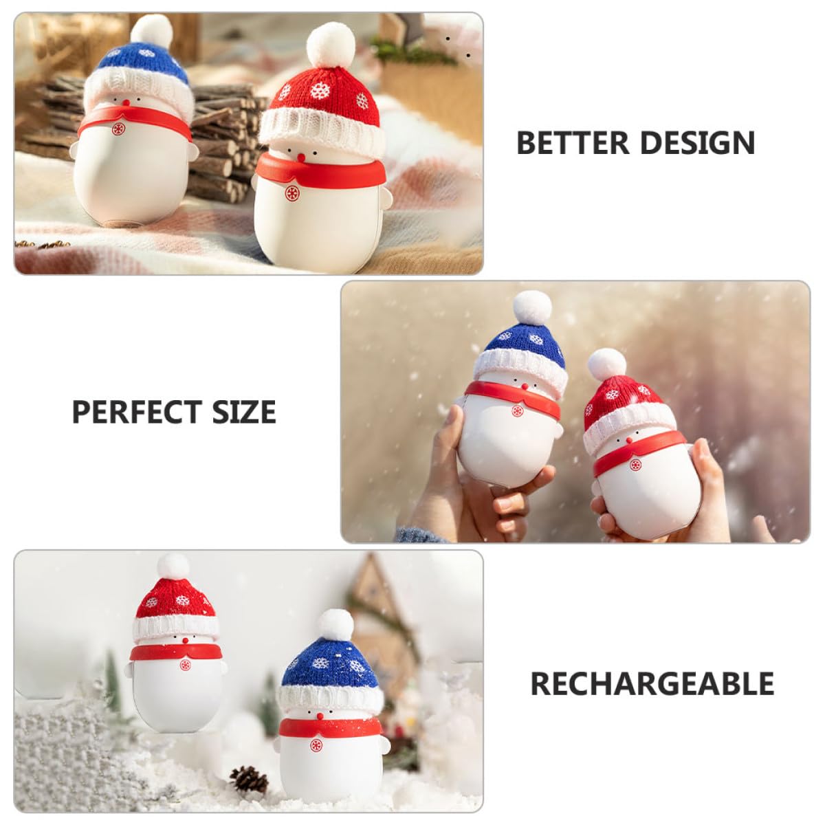 ABOOFAN Natale Pupazzo di Neve Scaldamani Usb Power Bank Ricarica Portatile Tesoro Regali Invernali Perfetti Rossi