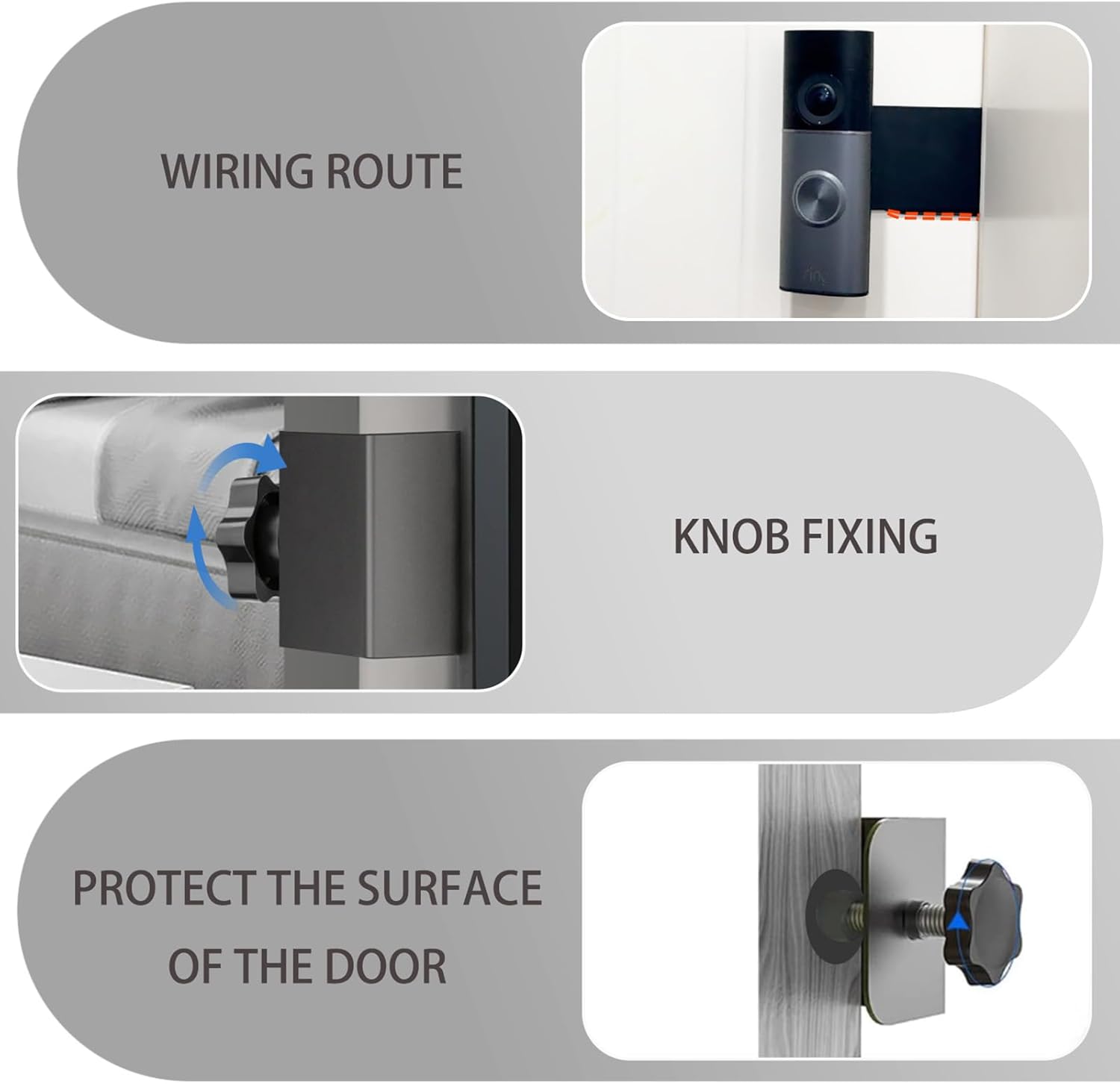 Doorbell Mount Compatible with Ring 4k Wired Doorbell Pro (3rd Gen), No Drill Renter Friendly Doorbell Mount for Houses, Apartments, Businesses (Fixed Mount)