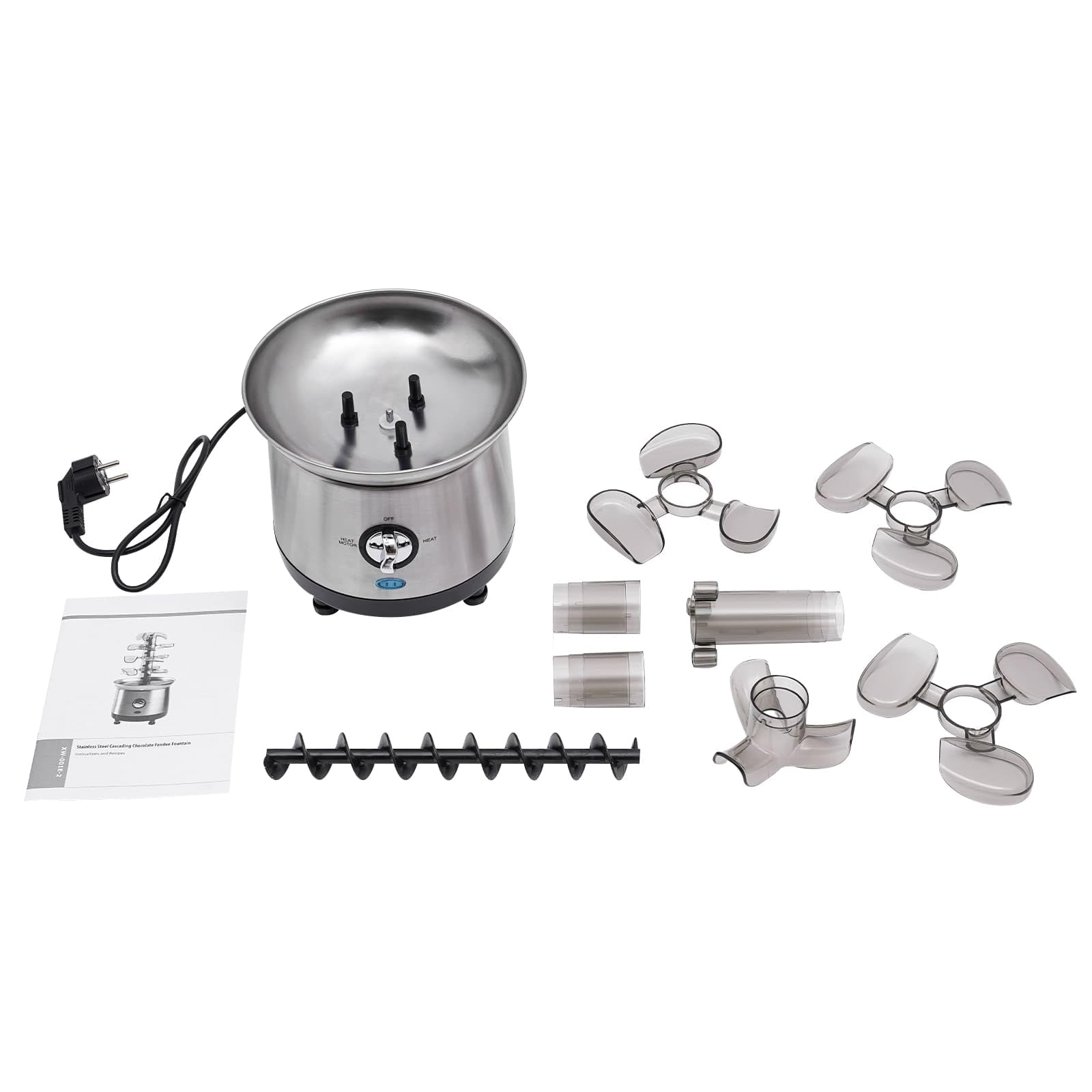 Fontaine à Chocolat 4 Niveaux 190 W en Acier Inoxydable, Température de Chocolat Fondant Chaud 38 à 45℃, Capacité 1,2L, Pour Réunions de Famille, Anniversaires, Mariages