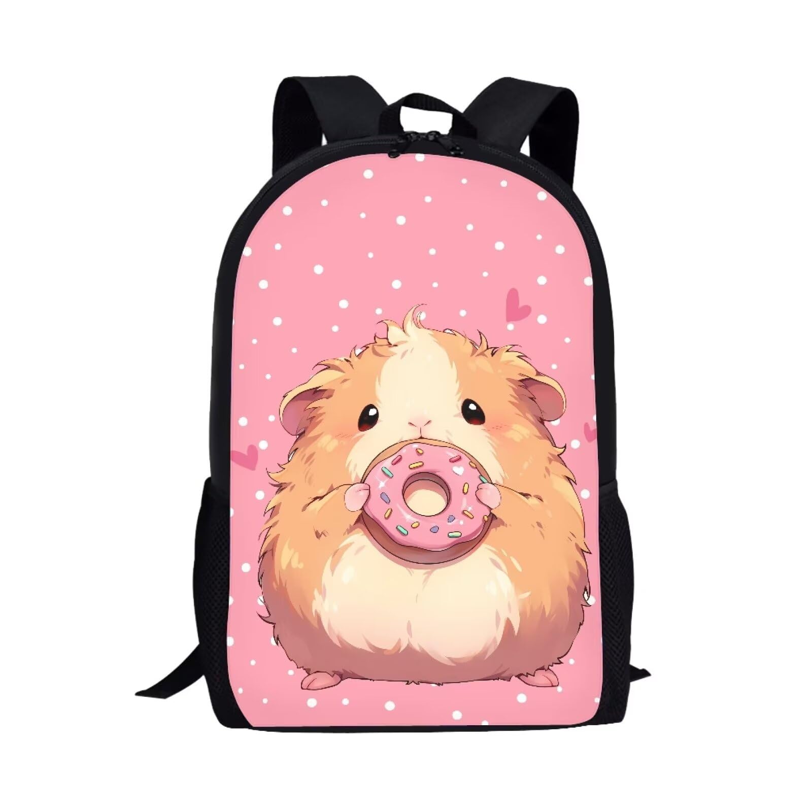 COEQINE Pink Kids Backpack 17 Inch Girls Guinea Pig Kawaii School Backpack for Teens Girls 17 Inch Portable Shoulder Bag for Middle High School Bag